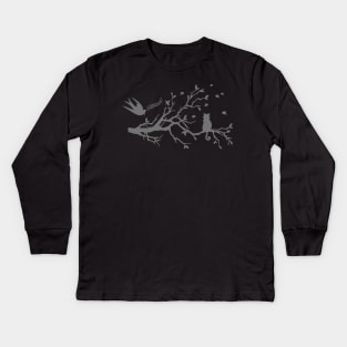 The birds on the tree branch Kids Long Sleeve T-Shirt